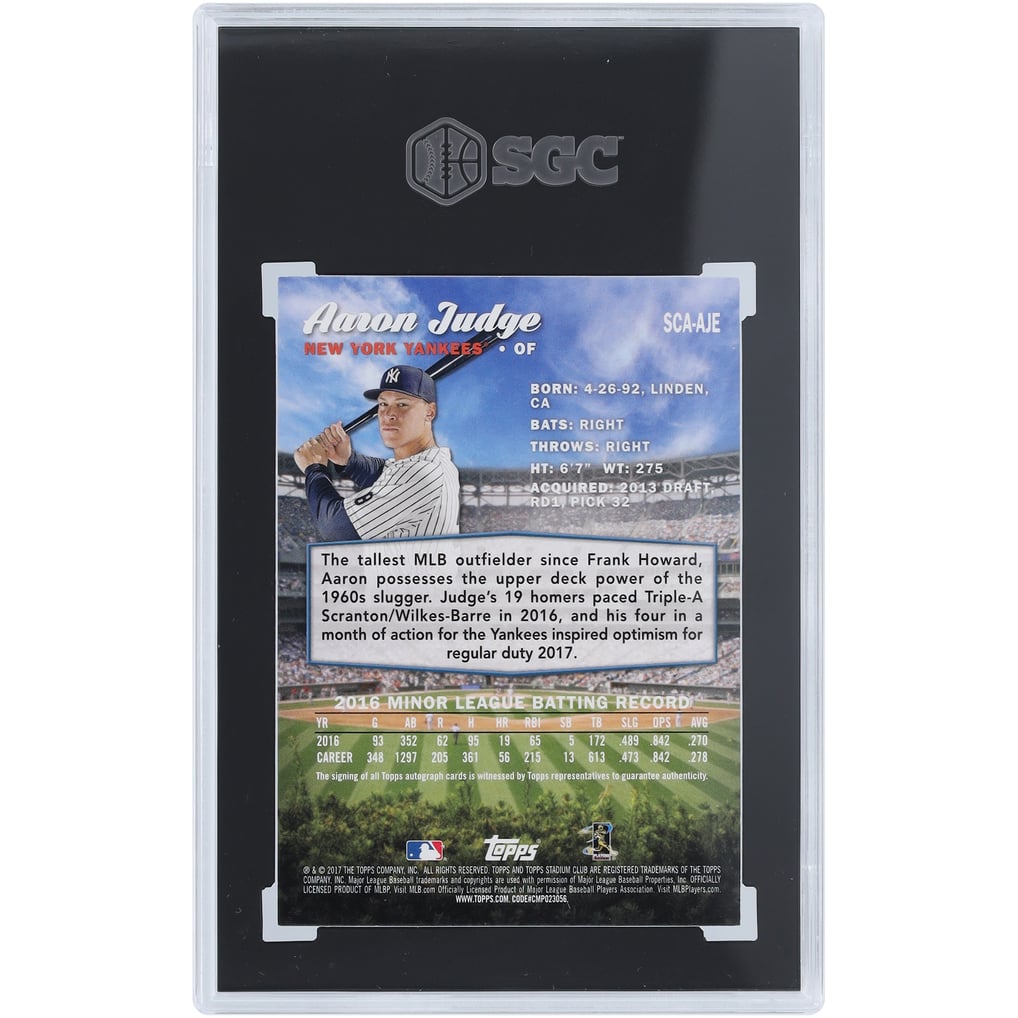 Aaron Judge New York Yankees Autographed 2017 Topps Stadium Club ...