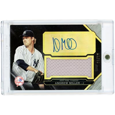 Andrew Miller New York Yankees Autographed 2016 Topps Triple Threads Jumbo Game Used Relic #UAJR-AM #57/75 Card