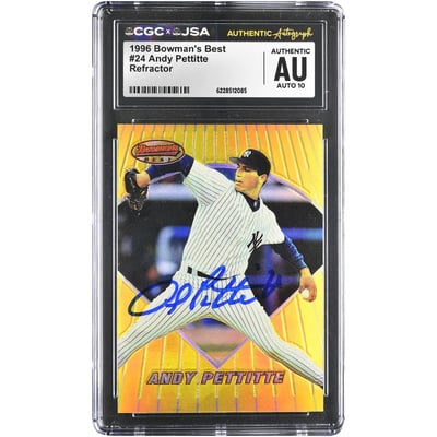Andy Pettitte New York Yankees Autographed 1996 Bowman's Best Refractor #24 CGC Authenticated AUTO 10 Card