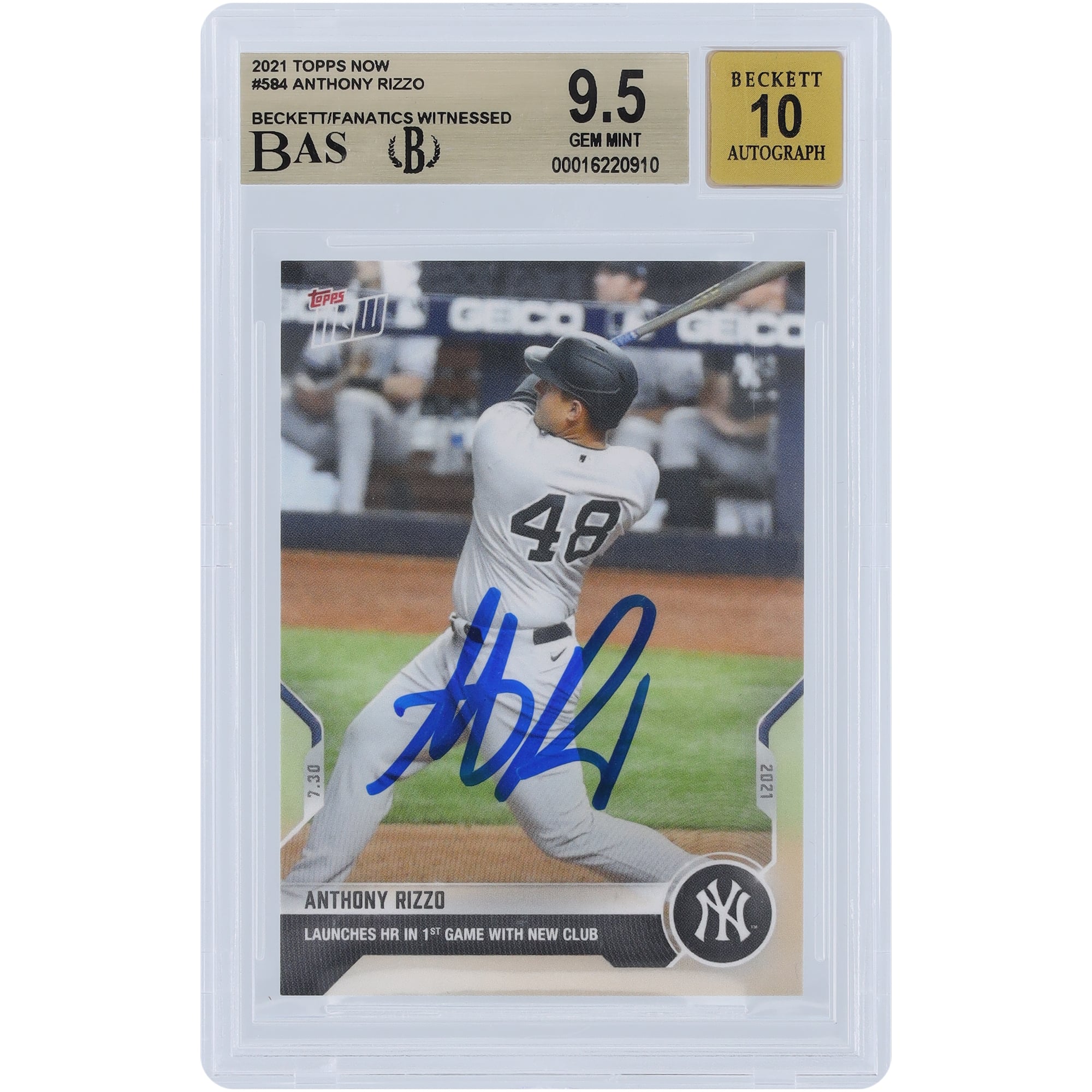 Anthony Rizzo New York Yankees Autographed 2021 Topps Now #584 