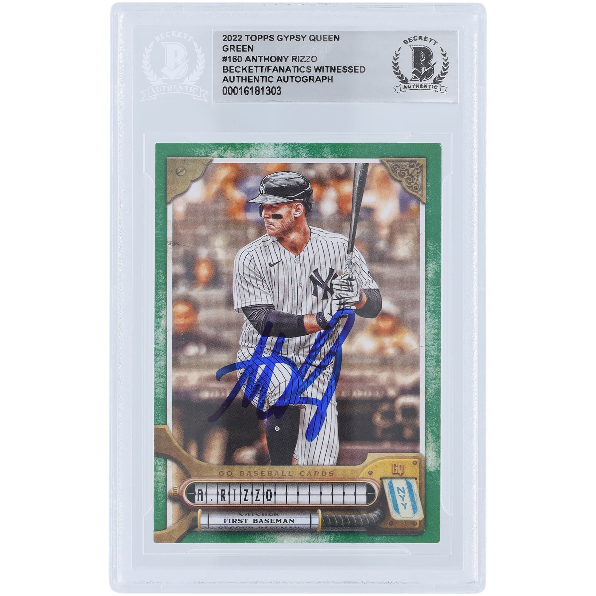 Anthony Rizzo New York Yankees Autographed 2022 Topps GQ Green #160 ...