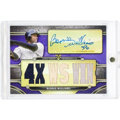 Bernie Williams New York Yankees Autographed 2024 Topps Triple Threads Amethyst Triple Game Used Bat & Dual-Color Jersey Relics #TTAR-BW2 #11/27 Card