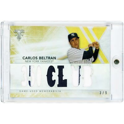 Carlos Beltran New York Yankees 2015 Topps Triple Threads Jumbo Game Used Dual-Color Jersey Relic #TTR-CBN2 #3/9 Card