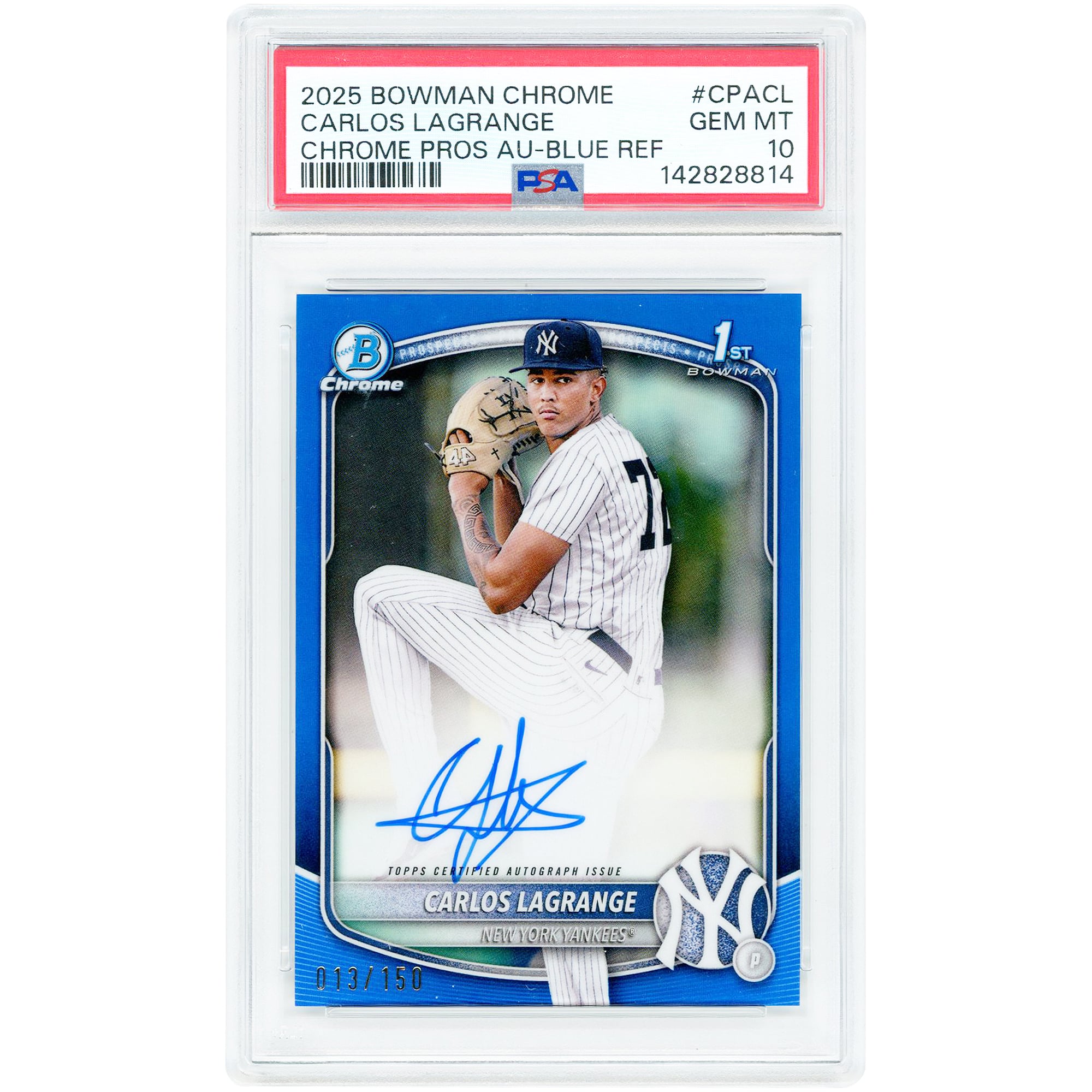 Carlos Lagrange New York Yankees Autographed 2025 Bowman Chrome 