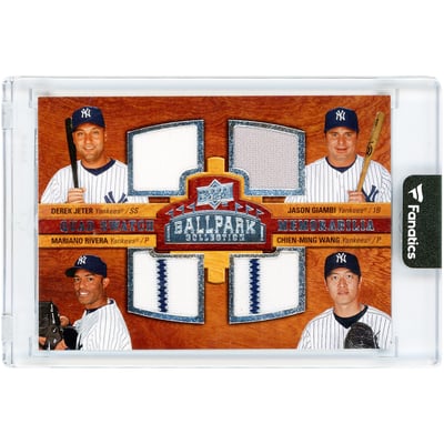 Derek Jeter, Jason Giambi, Mariano Rivera & Chien-Ming Wang New York Yankees 2008 Upper Deck Ballpark Collection Quad Swatch Memorabilia Game-Used Tri-Color Relics #247 Card 