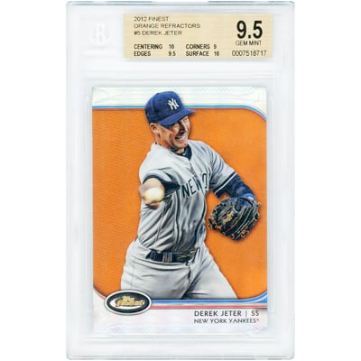 Derek Jeter New York Yankees 2012 Topps Finest Orange Refractors #5 #63/99 BGS Authenticated 9.5 Card