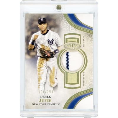 Derek Jeter New York Yankees 2021 Topps Tier One Game Used Dual-Color Jersey Relic #T1R-DJ #104/299 Card