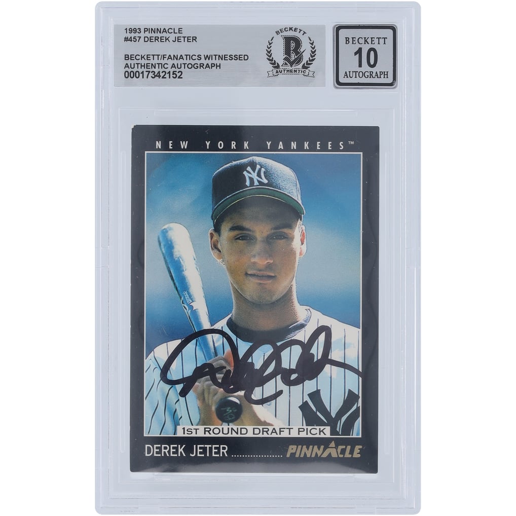 Derek Jeter New York Yankees Autographed 1993 Score Pinnacle Black Ink ...