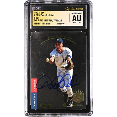 Derek Jeter New York Yankees Autographed 1993 SP Foil #279 CGC Fanatics Witnessed Authenticated Auto 10 Rookie Card