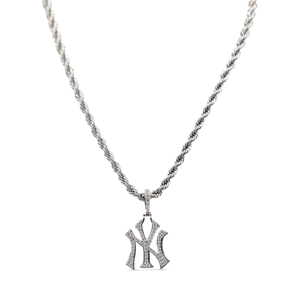 Yankees Chain New York Yankees GLD 14K White Gold Logo Pendant & 20