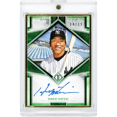 Hideki Matsui New York Yankees Autographed 2019 Topps Transcendence Collection Gold Frame Green #TCA-HM #4/15 Card 