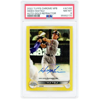 Hideki Matsui New York Yankees Autographed 2022 Topps Chrome Nippon Professional Baseball Gold Refractor #AC-HM #6/50 PSA Authenticated 8 Card 