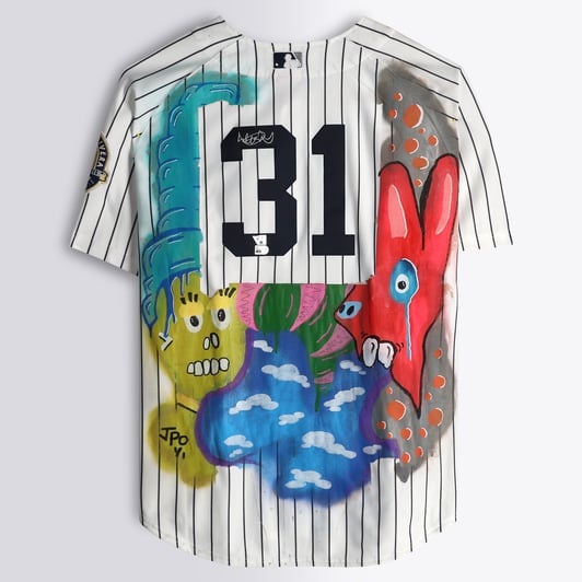 Ichiro Suzuki New York Yankees Autographed Fanatics Authentic White Mitchell & Ness Batting Authentic Jersey - Art by JPO - Limited Edition #1/1 - NF70444604