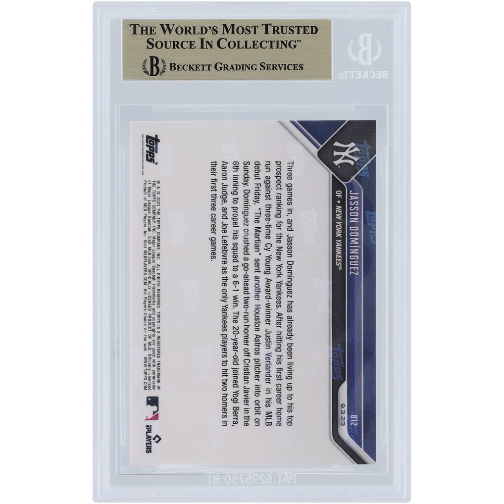 Carta Sportiva Topps Now 2023 #812 Jasson Dominguez Rookie Yankees – 2 HR Nelle Prime 3 Partite, MINT - Foto 2