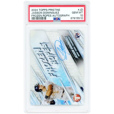 Jasson Domínguez New York Yankees Autographed 2024 Topps Pristine Frozen Ropes #FRA-JD PSA Authenticated 10 Rookie Card