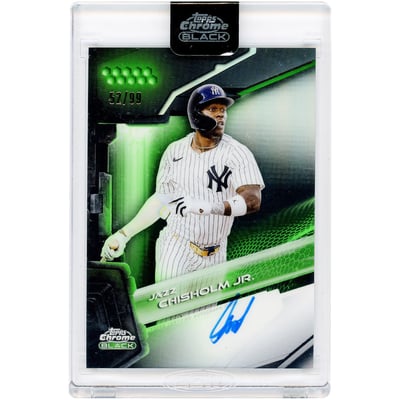 Jazz Chisholm Jr. New York Yankees Autographed 2026 Topps Chrome Black Green Refractor #CBA-JCJ #52/99 Card