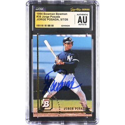 Jorge Posada New York Yankees Autographed 1994 Bowman #38 CGC Fanatics Witnessed Authenticated AUTO 10 Rookie Card