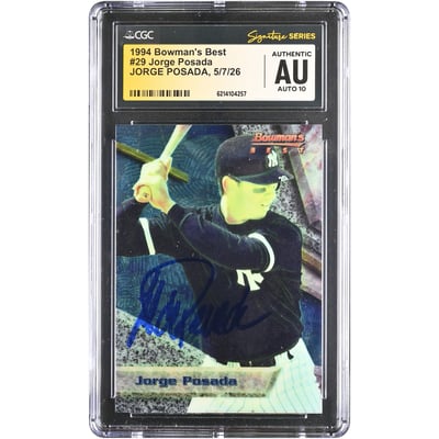 Jorge Posada New York Yankees Autographed 1994 Bowman's Best #29 CGC Fanatics Witnessed Authenticated AUTO 10 Rookie Card