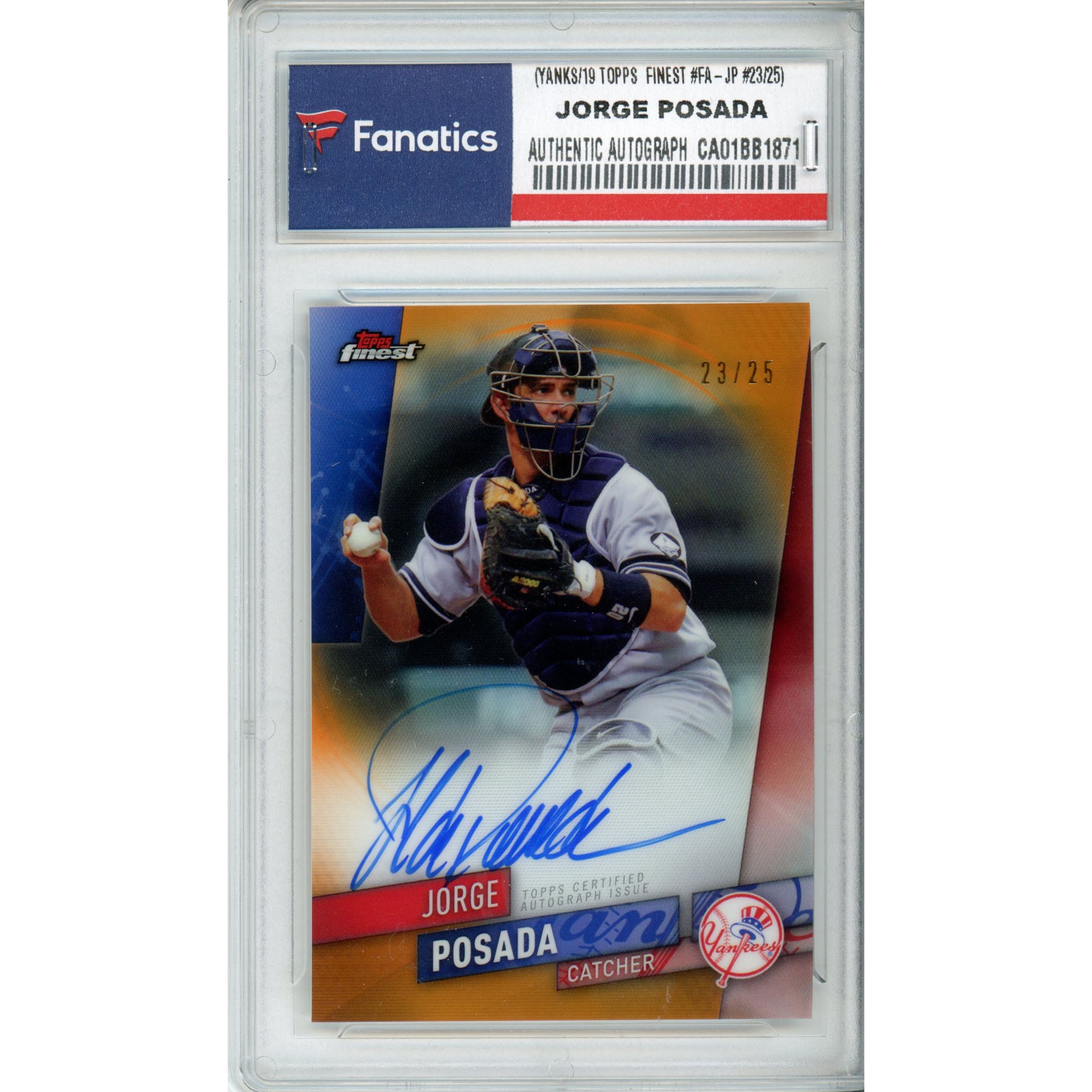 Autographed New York Yankees Jorge Posada 2019 Topps Finest Card 