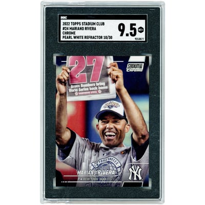 Mariano Rivera New York Yankees 2022 Topps Stadium Club Chrome Pearl White Refractor #24 #10/30 SGC Authenticated 9.5 Card 