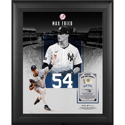 Max Fried New York Yankees Fanatics Authentic Framed 11" x 14" Showcase Collage with a Piece of Game-Used Ball - Limited Edition of 250