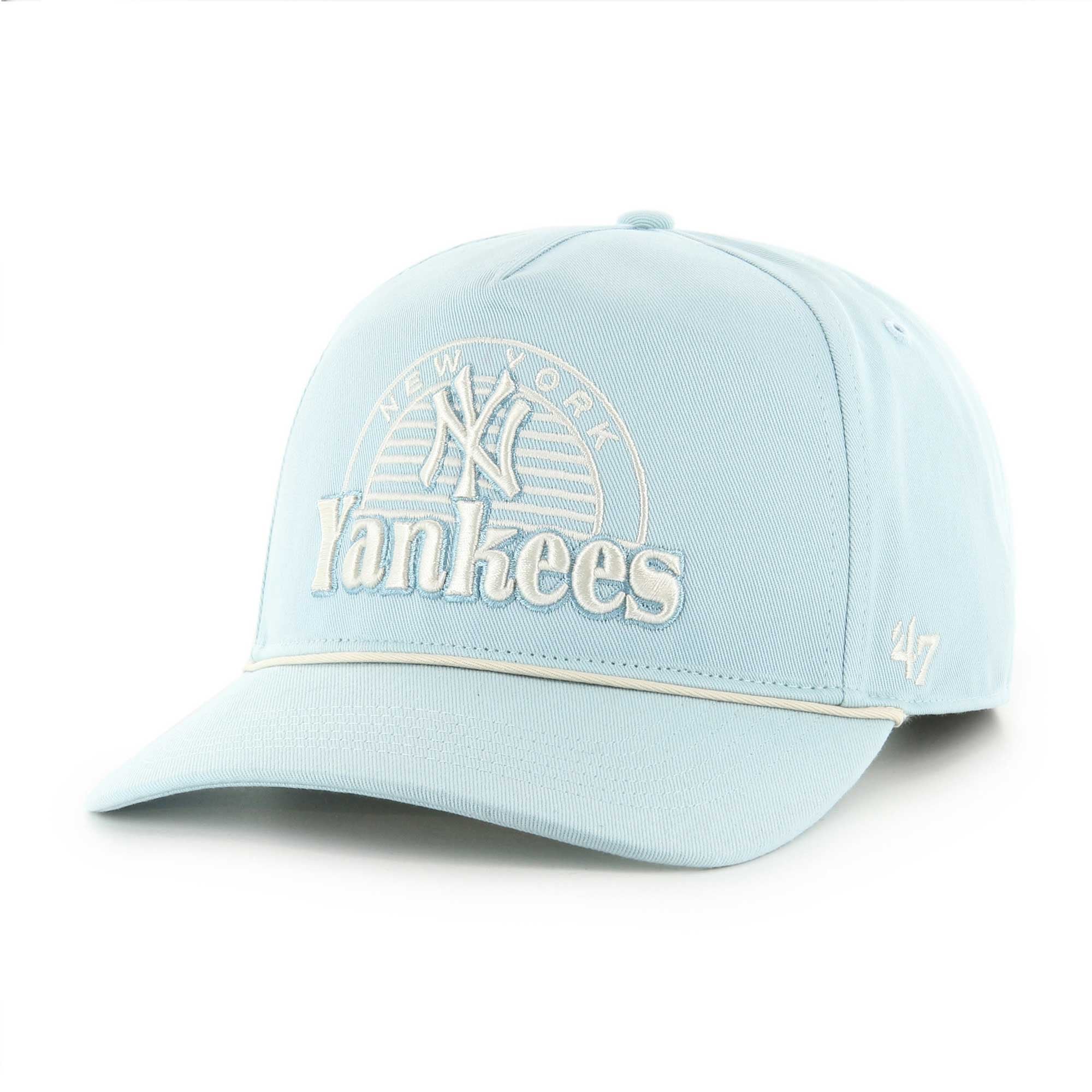nwt anthropologie new york yankees ‘47 multi-patch baseball cap in ice blue nyc 47 Brand MLB New York Yankees Cap - blue (royal) main image 2