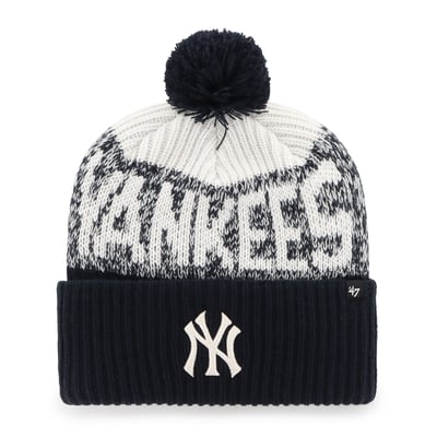 New York Yankees '47 Bone Chill Cuffed Knit Hat with Pom - Navy