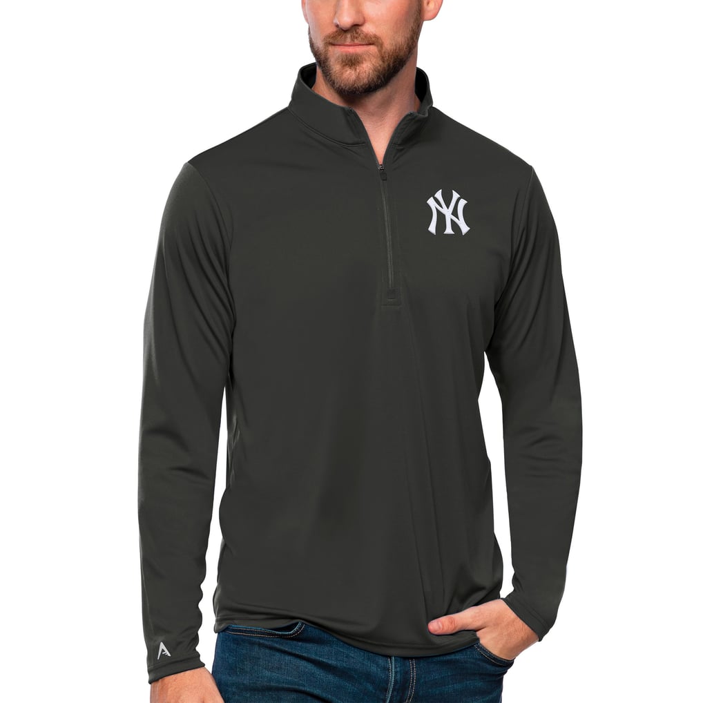 New York Yankees Antigua Tribute Quarter-Zip Pullover Top - Charcoal
