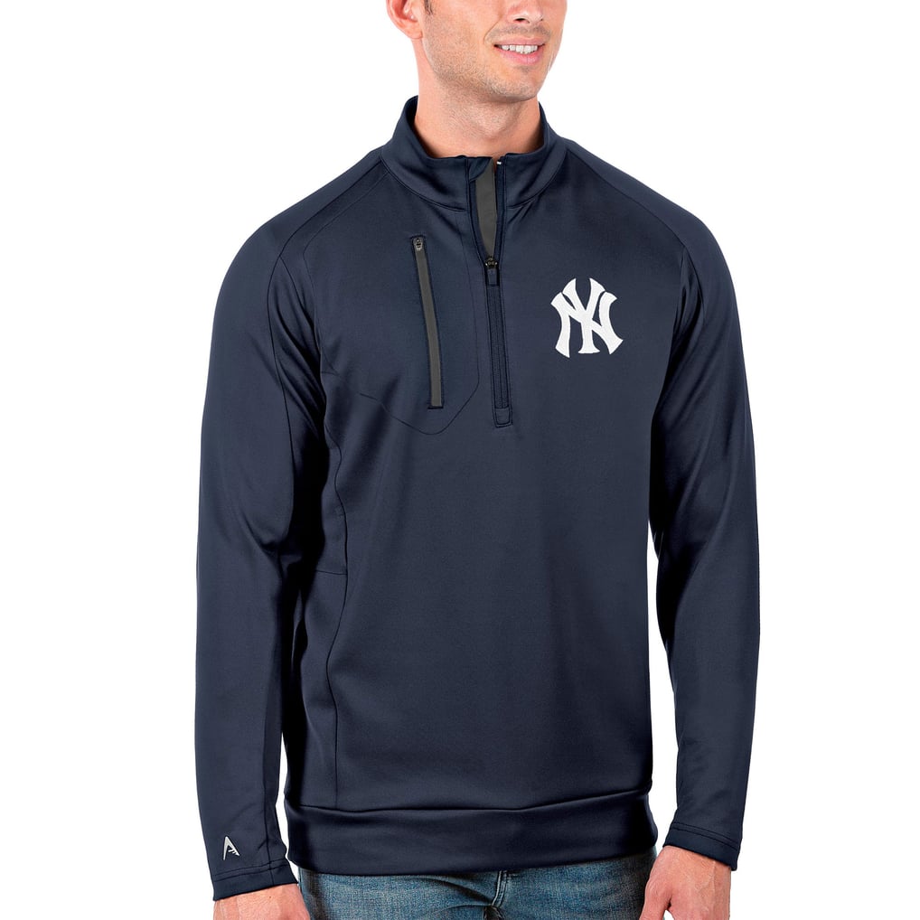 New York Yankees Antigua Generation Quarter-Zip Pullover Jacket - Navy/Gray
