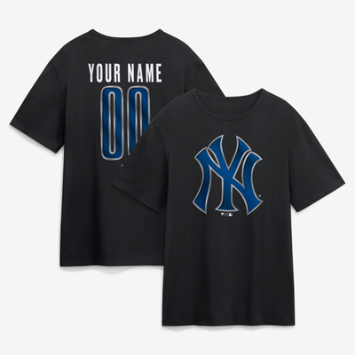 New York Yankees Big & Tall Forged Mascot Personalized Name & Number T-Shirt - Black