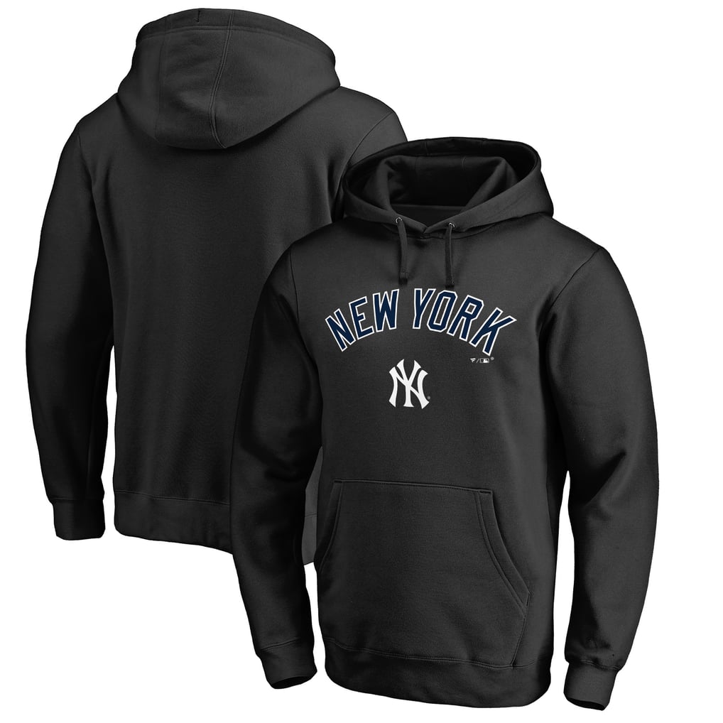 New York Yankees Team Lockup Fitted Pullover Hoodie - Black