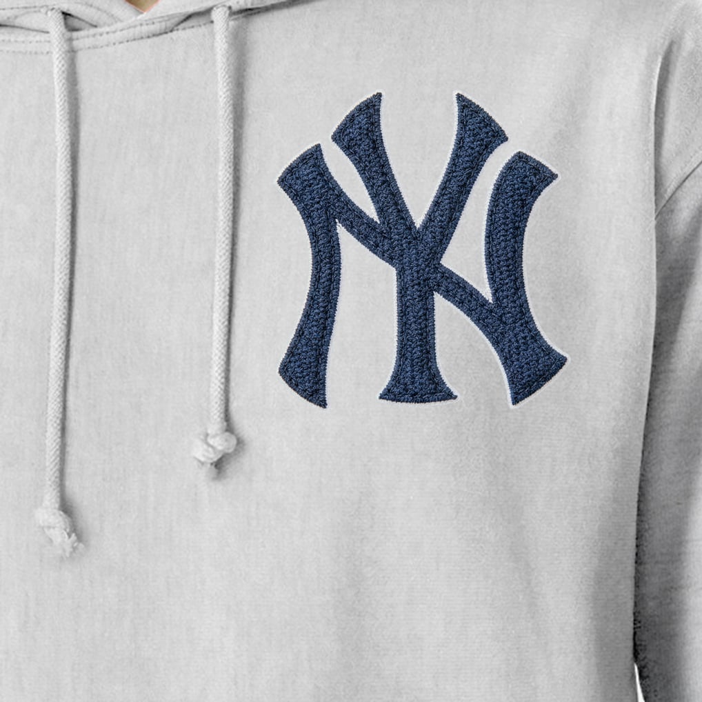 New York Yankees Champion Reverse Weave Chenille Hoodie - Gray