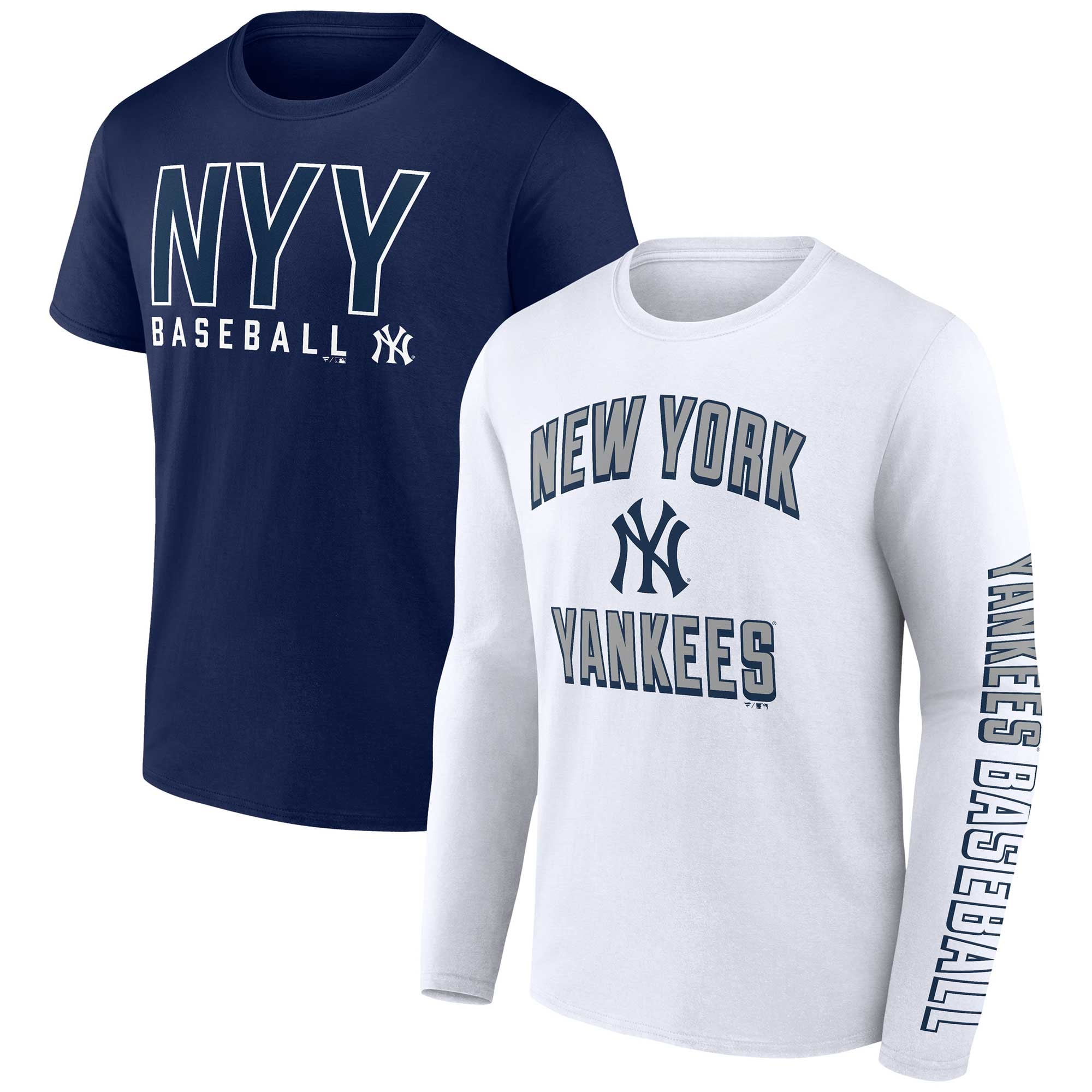New York Yankees Fanatics Two-Pack Combo T-Shirt Set - Navy/White