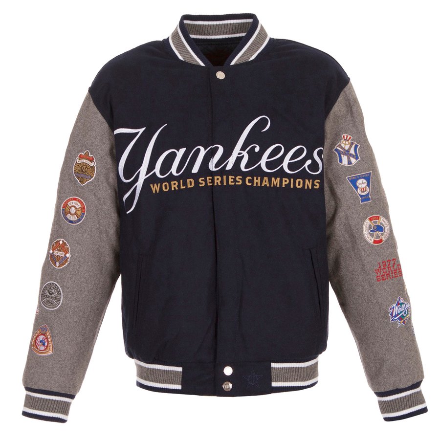 Men's New York Yankees JH Design Navy Commemorative Wool Full-Snap Jacket