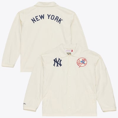  New York Yankees Mitchell & Ness Cooperstown Collection Retro Roots Full-Snap Coaches Jacket - Cream