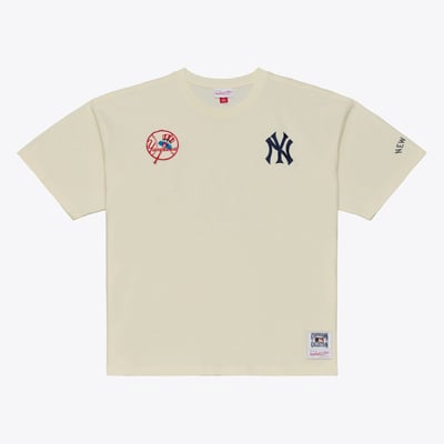  New York Yankees Mitchell & Ness Heritage Hues Oversized T-Shirt - Cream