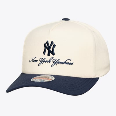  New York Yankees Mitchell & Ness Flawless Stretch-Snapback Hat - Cream/Navy