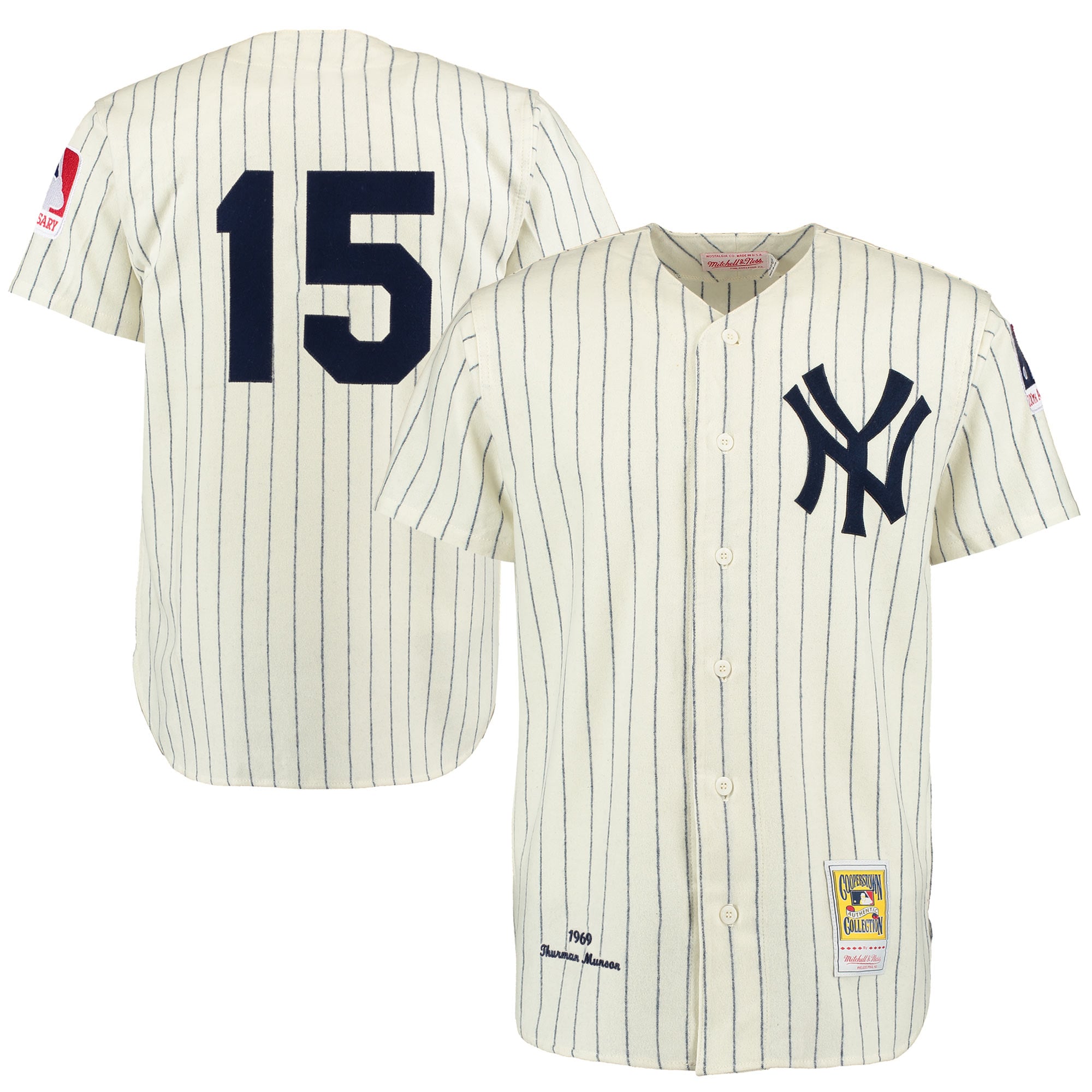 Men's New York Yankees Thurman Munson Mitchell & Ness Cream/Navy