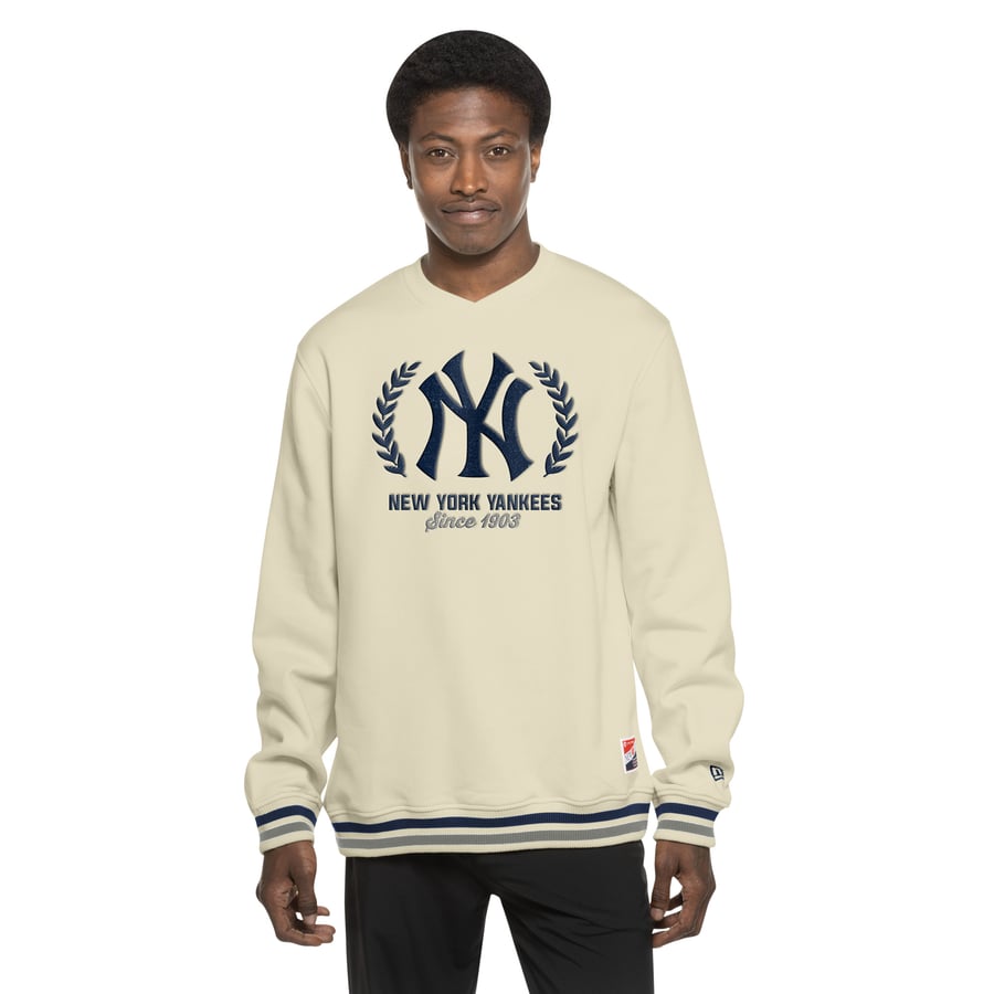 Men's New York Yankees New Era Cream Throwback Pullover Sweatshirt