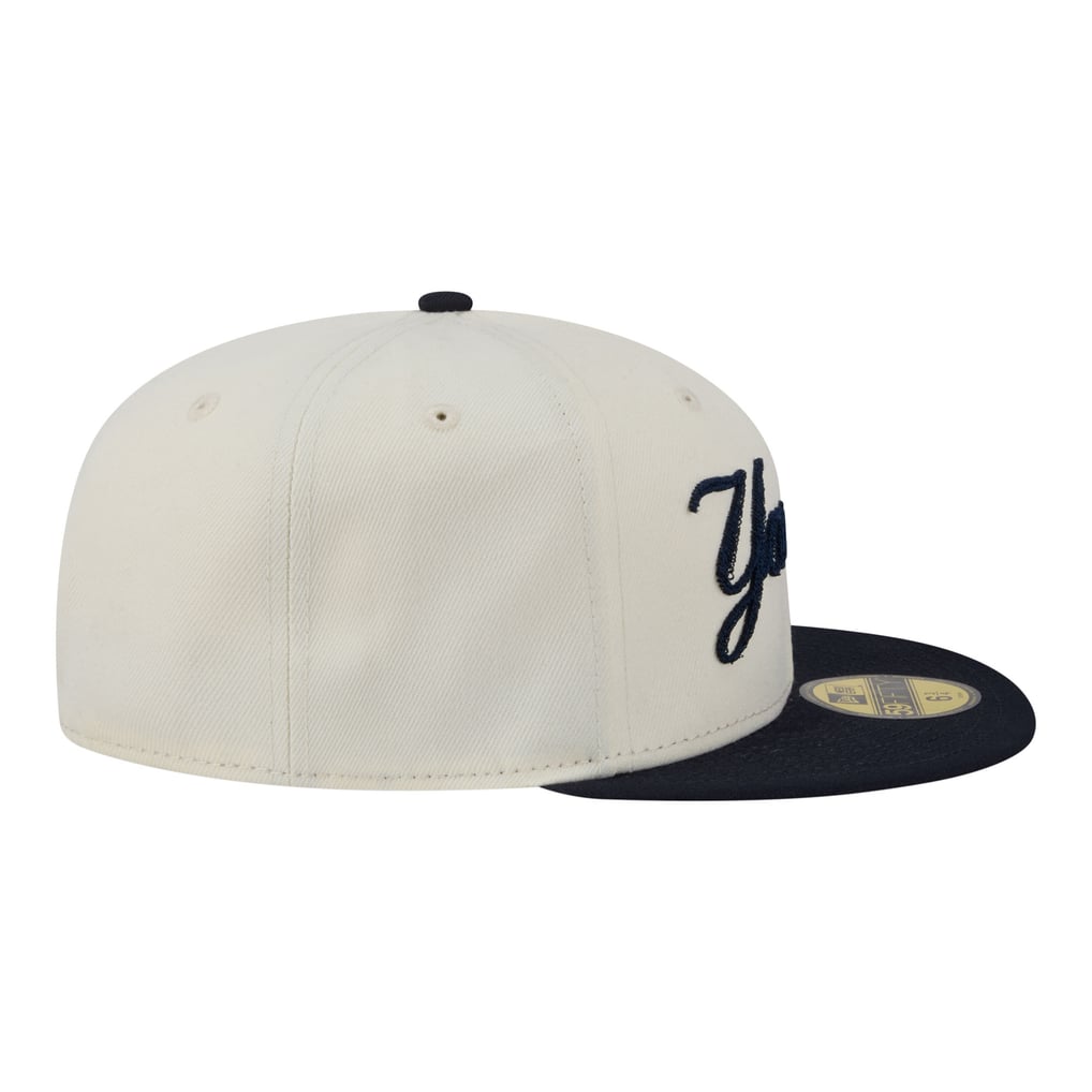 New Era Crystal Embellished Two-Tone Cap in Cream & Beige New York Yankees TWO-TONE STONE Fitted Hat by New Era main image 3
