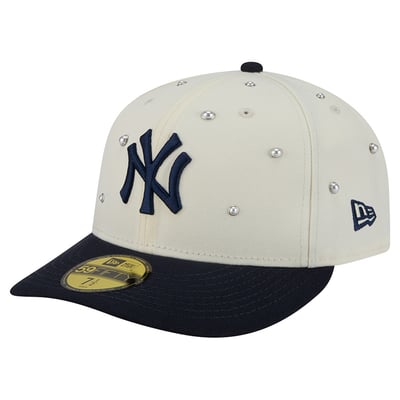 New York Yankees New Era Pearl Stud 59FIFTY Fitted Hat - Cream/Navy