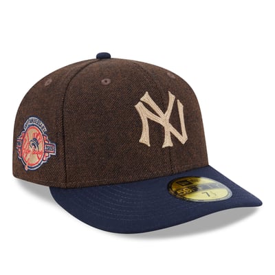 New York Yankees New Era Cooperstown Collection Brushed Patch Low Profile 59FIFTY Fitted Hat - Dark Brown/Navy