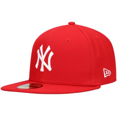 New York Yankees New Era White Logo 59FIFTY Fitted Hat - Red 