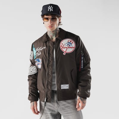 New York Yankees New Era x Alpha Industries MA-1 Full-Zip Bomber Jacket - Brown