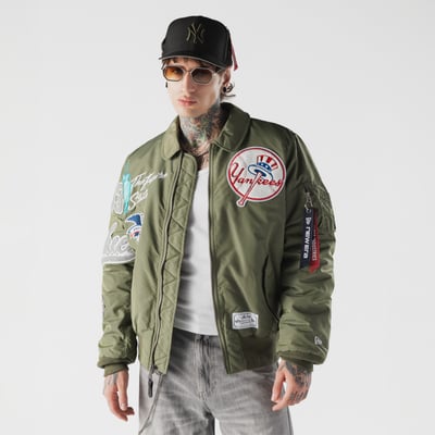 New York Yankees New Era x Alpha Industries MA-1 Full-Zip Bomber Jacket - Green