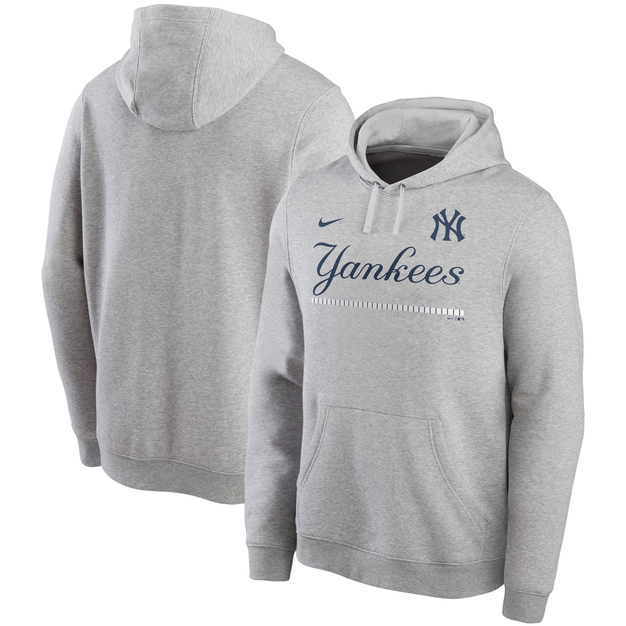 New York Yankees Nike Color Bar Club Pullover Hoodie - Gray