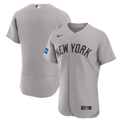 New York Yankees Nike Road Sponsor Patch Authentic Jersey - Gray