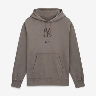  New York Yankees Nike Washed Club Fleece Hoodie - Gray