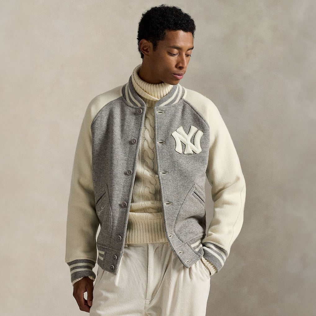 New York Yankees Polo Ralph Lauren Raglan Full-Button Jacket - Gray