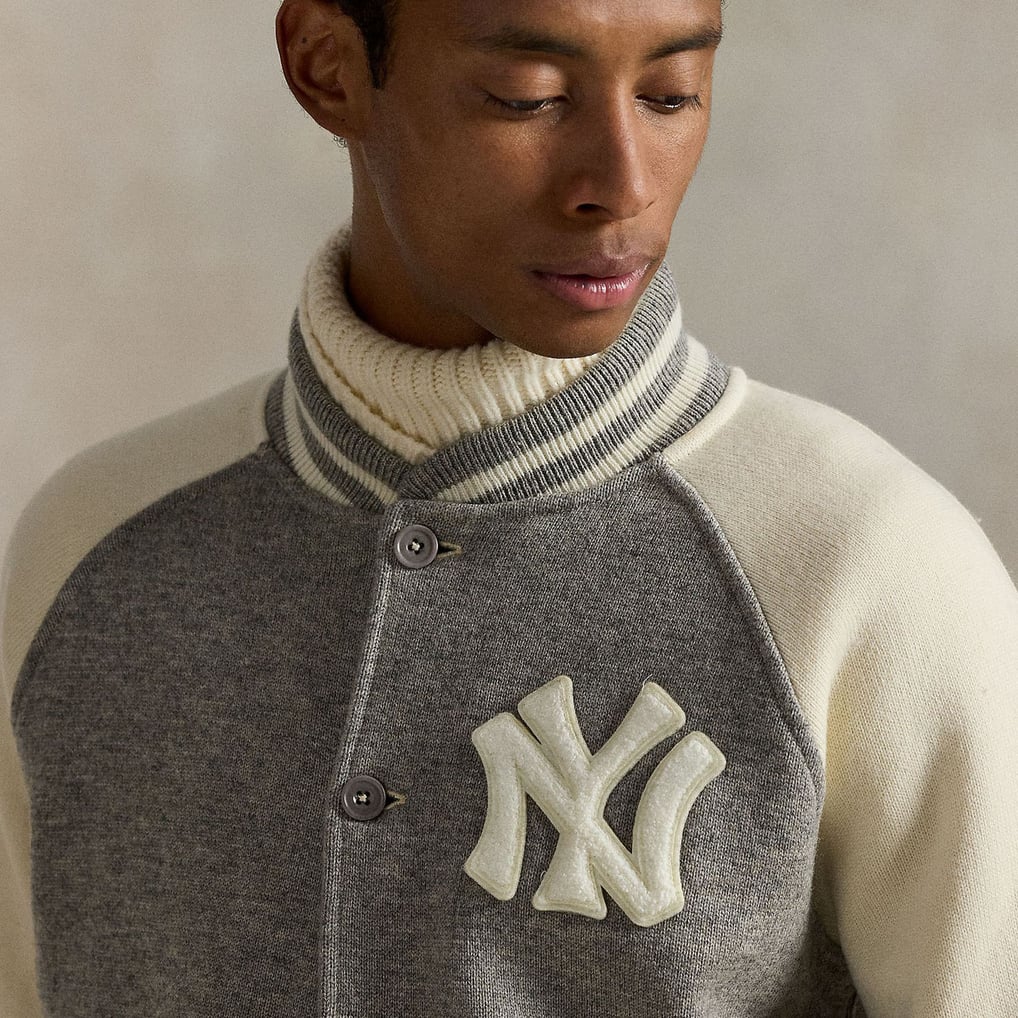 New York Yankees Polo Ralph Lauren Raglan Full-Button Jacket - Gray